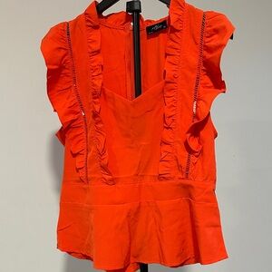 Zara Bright Coral Ruffled Blouse